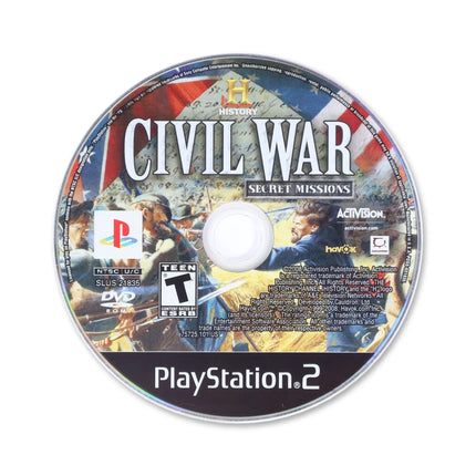 History Channel Civil War Secret Missions for Sony PlayStation 2 - Disc front with label - Game only.