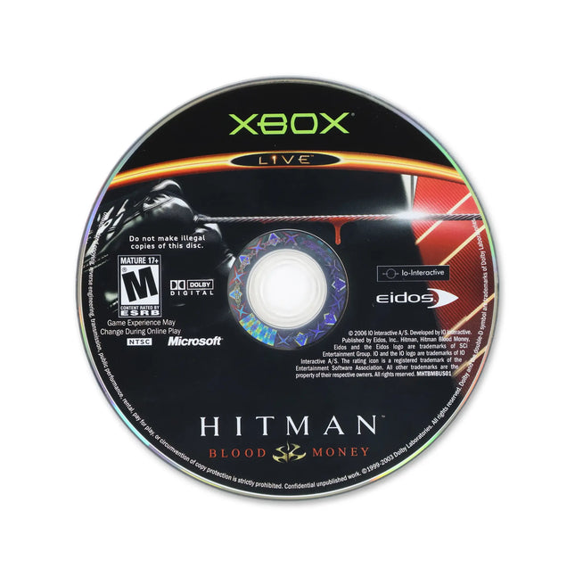 Hitman Blood Money for Microsoft Xbox - Disc front with label - Game only.