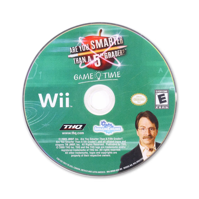 Are You Smarter Than A 5th Grader? Game Time for Nintendo Wii - Disc front with label - Game only.