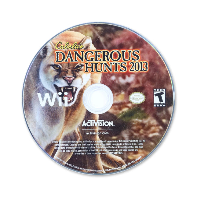 Cabela's Dangerous Hunts 2013 for Nintendo Wii - Disc front with label - Game only.