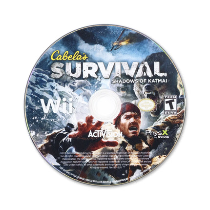 Cabela's Survival: Shadows Of Katmai for Nintendo Wii - Disc front with label - Game only.