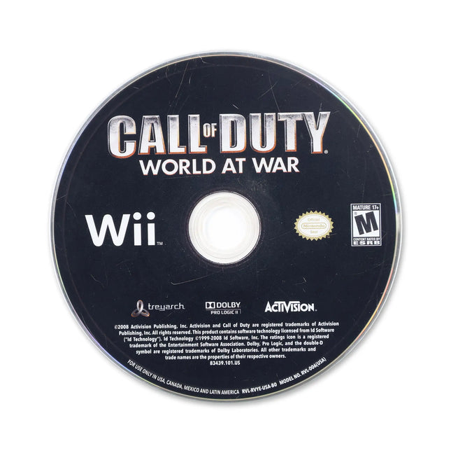 Call of Duty World at War for Nintendo Wii - Disc front with label - Game only.