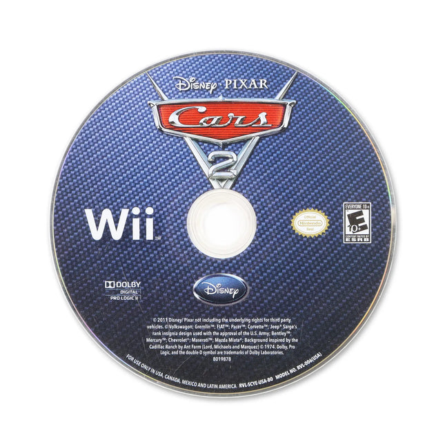 Cars 2 for Nintendo Wii - Disc front with label - Game only.