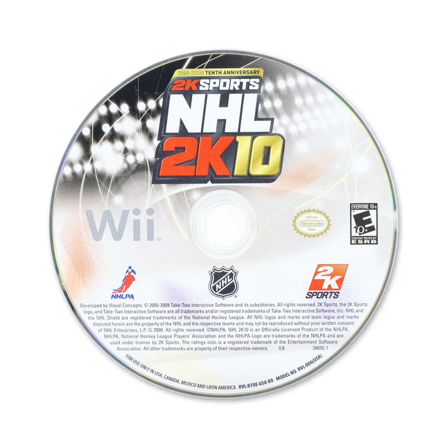 NHL 2K10 for Nintendo Wii - Disc front with label - Game only.
