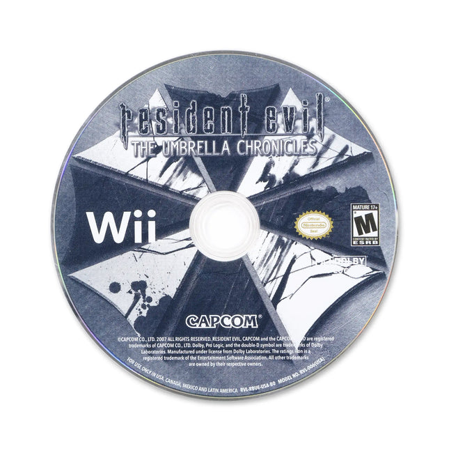 Resident Evil The Umbrella Chronicles for Nintendo Wii - Disc front with label - Game only.
