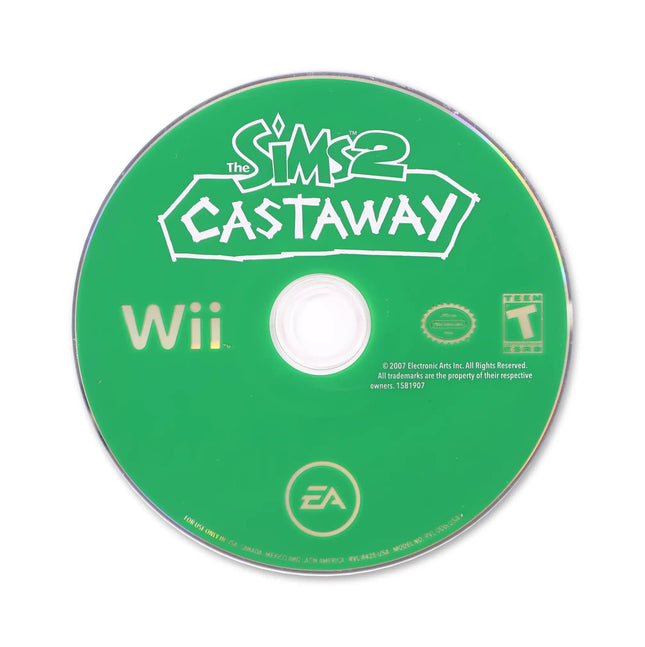The Sims 2: Castaway for Nintendo Wii - Disc front with label - Game only.