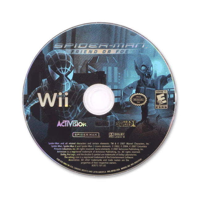 Spiderman Friend or Foe for Nintendo Wii - Disc front with label - Game only.