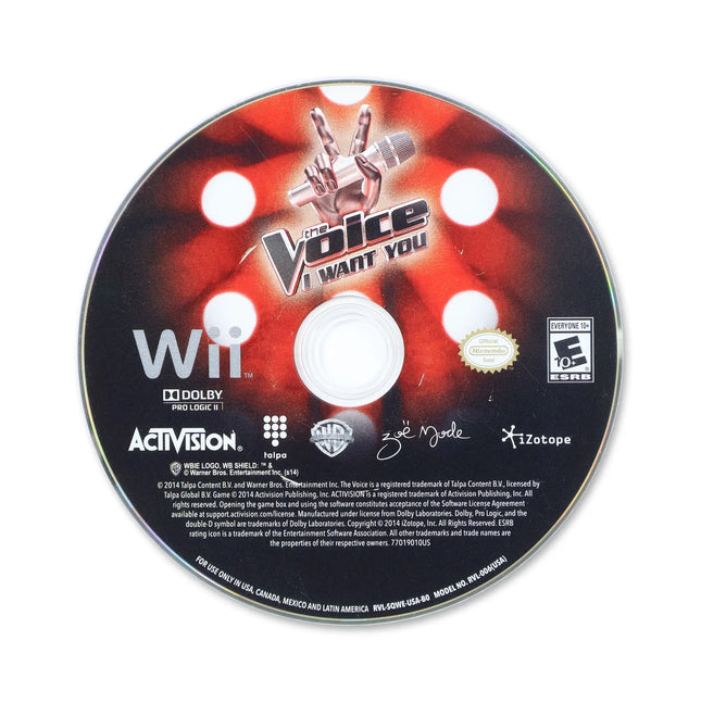 The Voice: I Want You for Nintendo Wii - Disc front with label - Game only.
