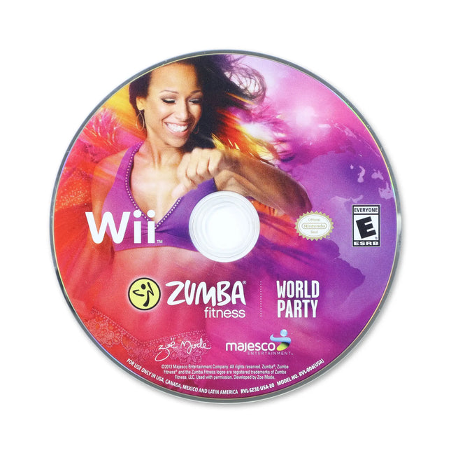 Zumba Fitness World Party for Nintendo Wii - Disc front with label - Game only.