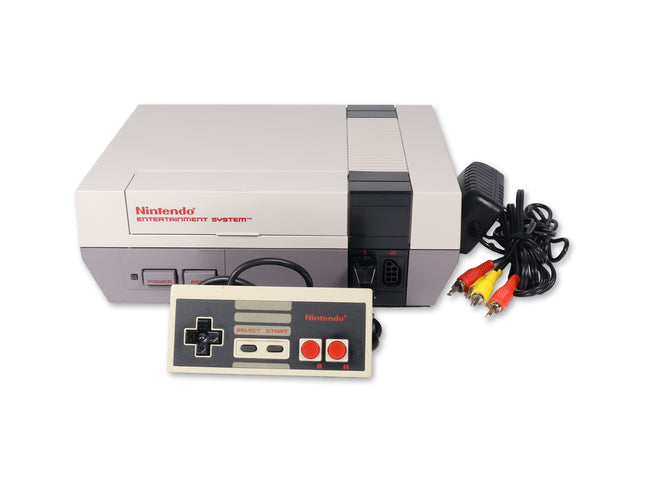 Nintendo Entertainment System NES console with controller and cable hookups