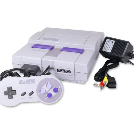 Super Nintendo SNES console with controller and cable hookups