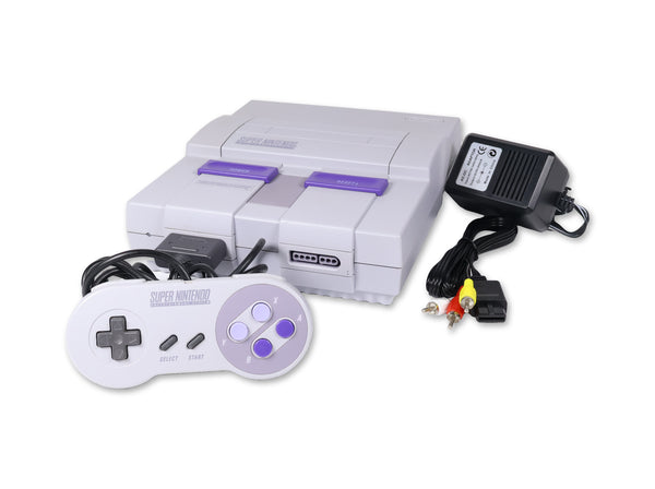 Super Nintendo SNES console with controller and cable hookups