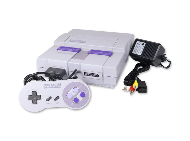 Super Nintendo SNES console with controller and cable hookups