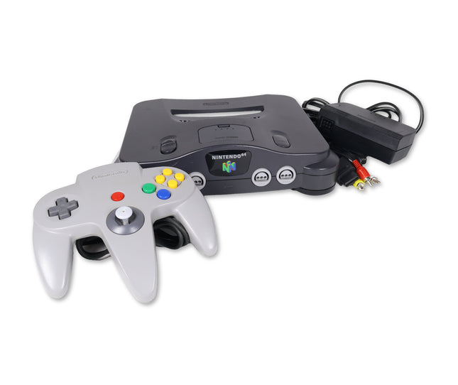Nintendo 64 N64 Black console with controller and cable hookups