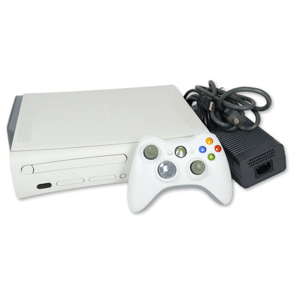 Xbox 360 White console with controller and cable hookups