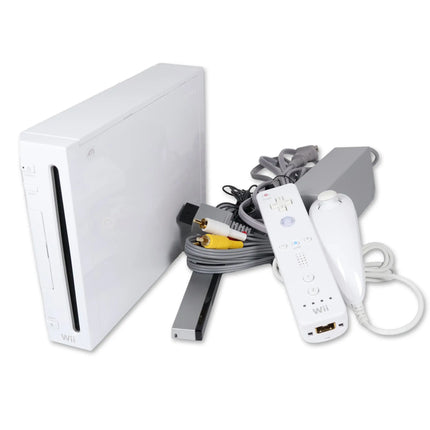Nintendo Wii console with controller and cable hookups