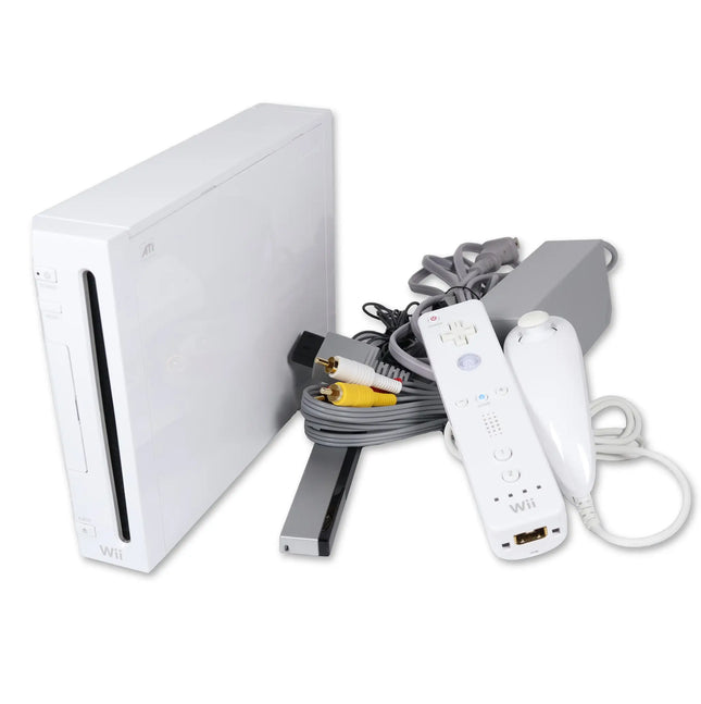 Nintendo Wii console with controller and cable hookups