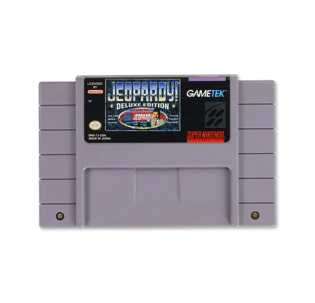 Jeopardy Deluxe Edition for Nintendo SNES - Cartridge front with label - Game only.