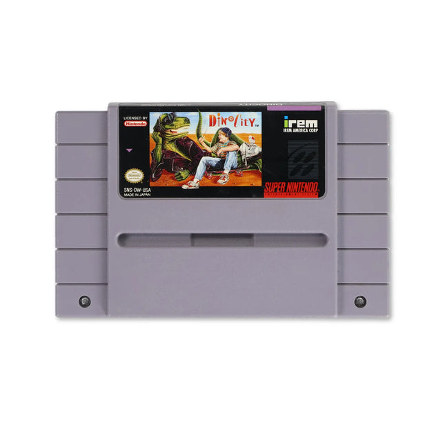 Dino City for Nintendo SNES - Cartridge front with label - Game only.