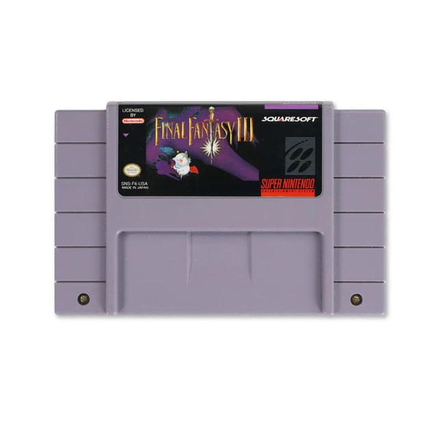 Final Fantasy III for Nintendo SNES - Cartridge front with label - Game only.