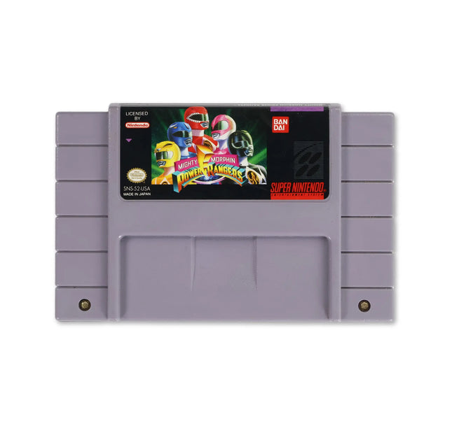 Mighty Morphin Power Rangers for Nintendo SNES - Cartridge front with label - Game only.