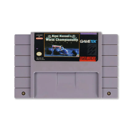 Nigel Mansell's World Championship Racing for Nintendo SNES - Cartridge front with label - Game only.