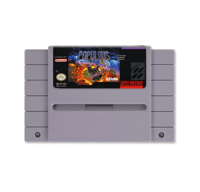 Populous for Nintendo SNES - Cartridge front with label - Game only.
