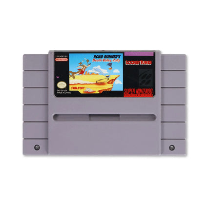 Road Runner's Death Valley Rally for Nintendo SNES - Cartridge front with label - Game only.