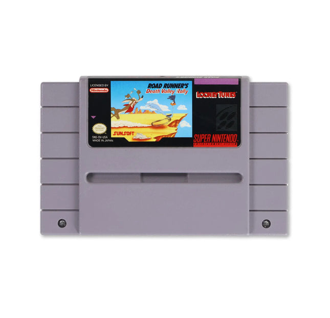 Road Runner's Death Valley Rally for Nintendo SNES - Cartridge front with label - Game only.