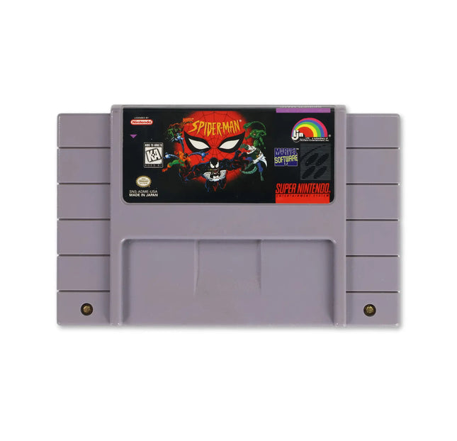 Spiderman for Nintendo SNES - Cartridge front with label - Game only.