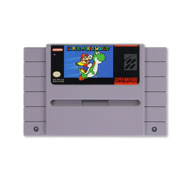 Super Mario World for Nintendo SNES - Cartridge front with label - Game only.