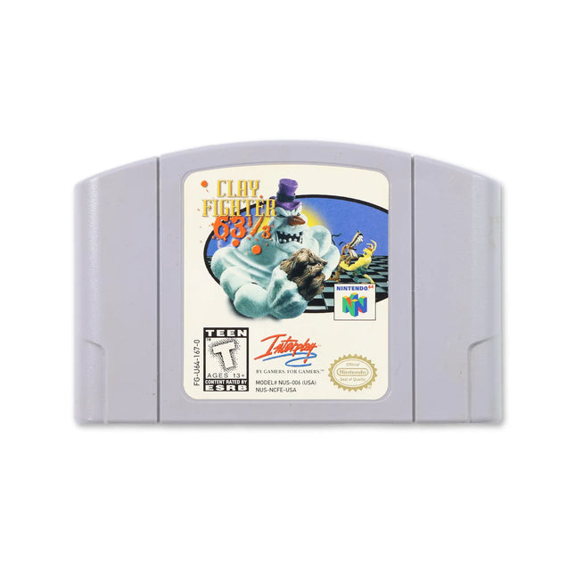 Clay Fighter 63 1/3 for Nintendo N64 - Cartridge front with label - Game only.