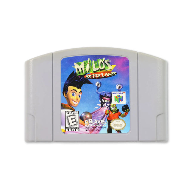 Milo’s Astro Lanes for Nintendo N64 - Cartridge front with label - Game only.