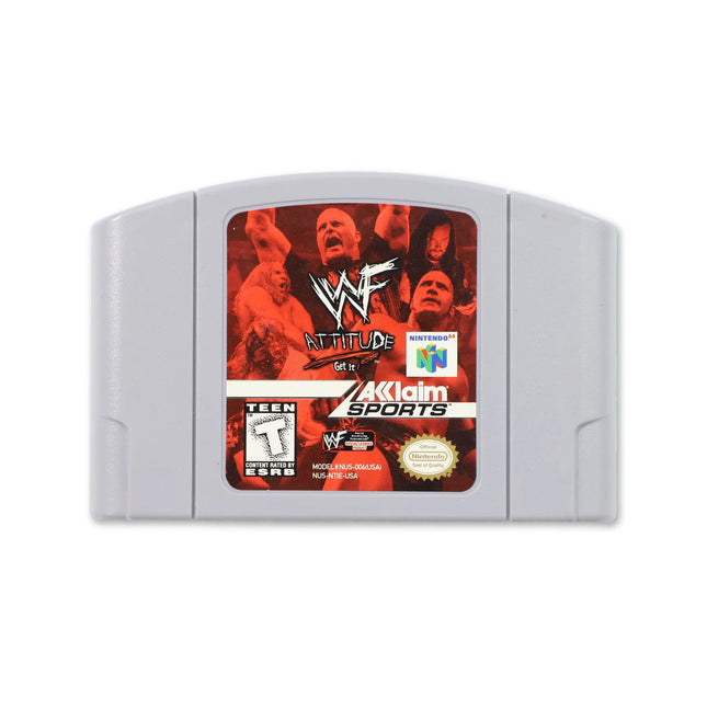 WWF Attitude for Nintendo N64 - Cartridge front with label - Game only.