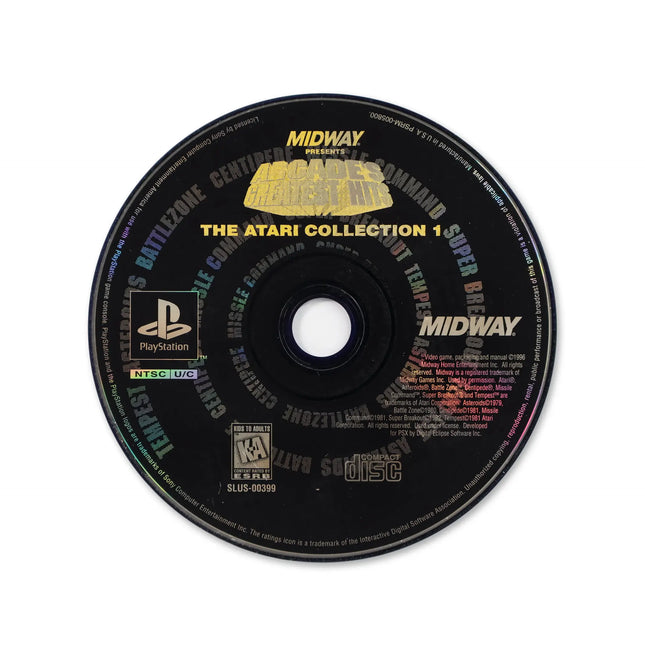 Arcade's Greatest Hits Atari Collection 1 for Sony PlayStation - Disc front with label - Game only.