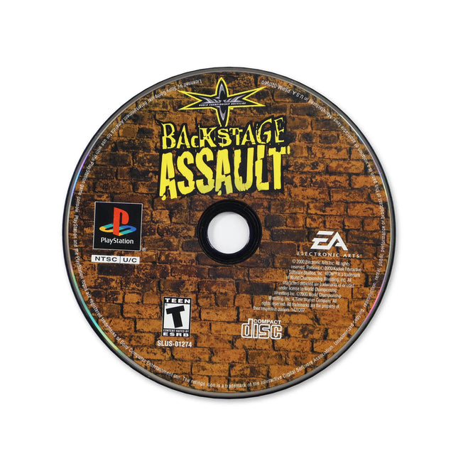 WCW Backstage Assault for Sony PlayStation - Disc front with label - Game only.