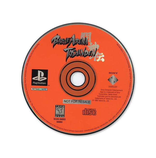 Battle Arena Toshinden for Sony PlayStation - Disc front with label - Game only.