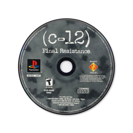C-12 Final Resistance for Sony PlayStation - Disc front with label - Game only.