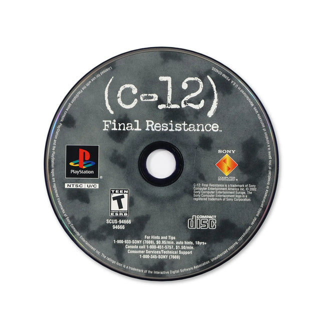 C-12 Final Resistance for Sony PlayStation - Disc front with label - Game only.