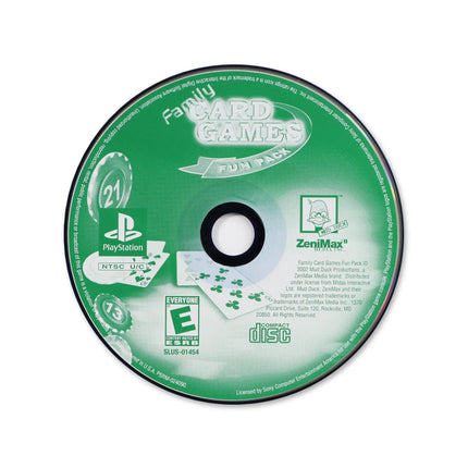Family Card Games Fun Pack for Sony PlayStation - Disc front with label - Game only.