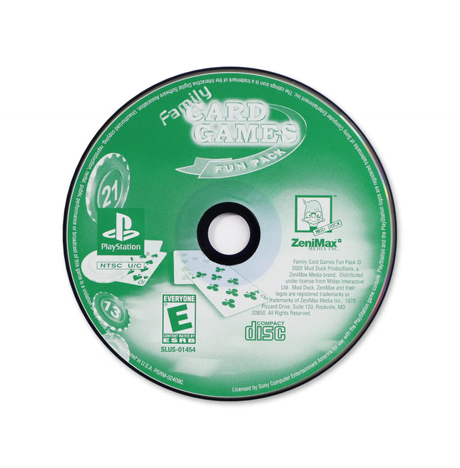 Family Card Games Fun Pack for Sony PlayStation - Disc front with label - Game only.