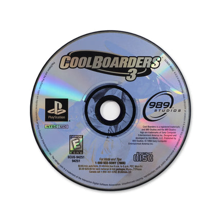 Cool Boarders 3 for Sony PlayStation - Disc front with label - Game only.