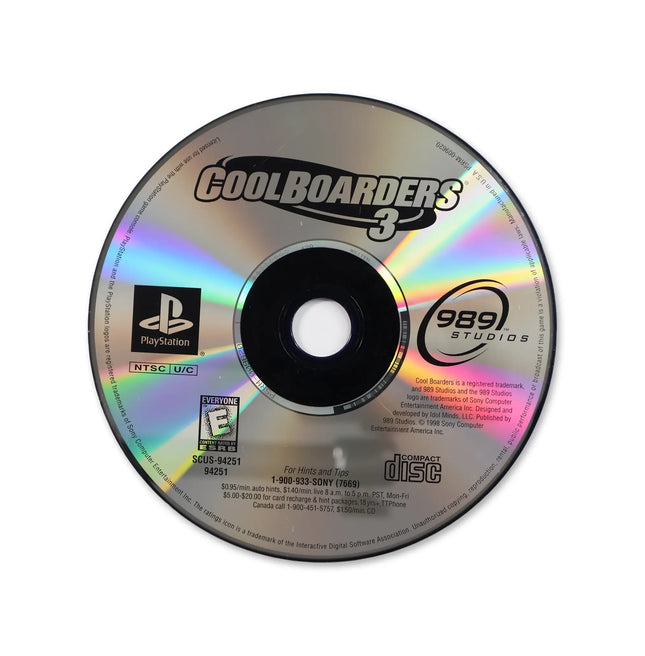 Cool Boarders 3 [Greatest Hits] for Sony PlayStation - Disc front with label - Game only.