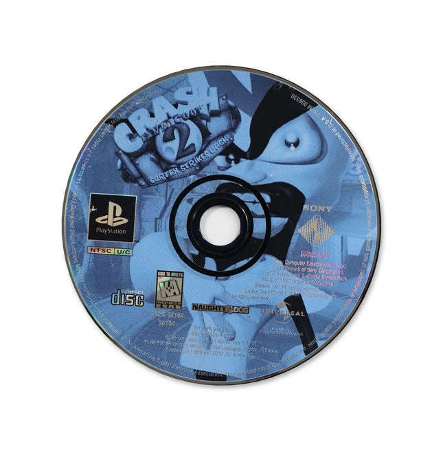 Crash Bandicoot 2 Cortex Strikes Back for Sony PlayStation - Disc front with label - Game only.