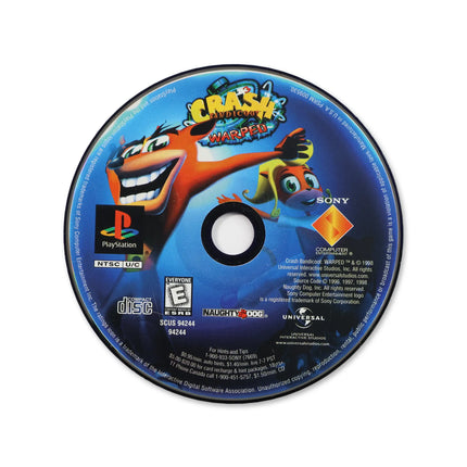 Crash Bandicoot Warped for Sony PlayStation - Disc front with label - Game only.