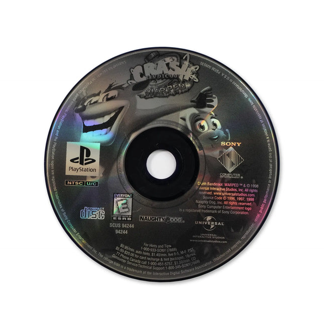 Crash Bandicoot Warped [Greatest Hits] for Sony PlayStation - Disc front with label - Game only.