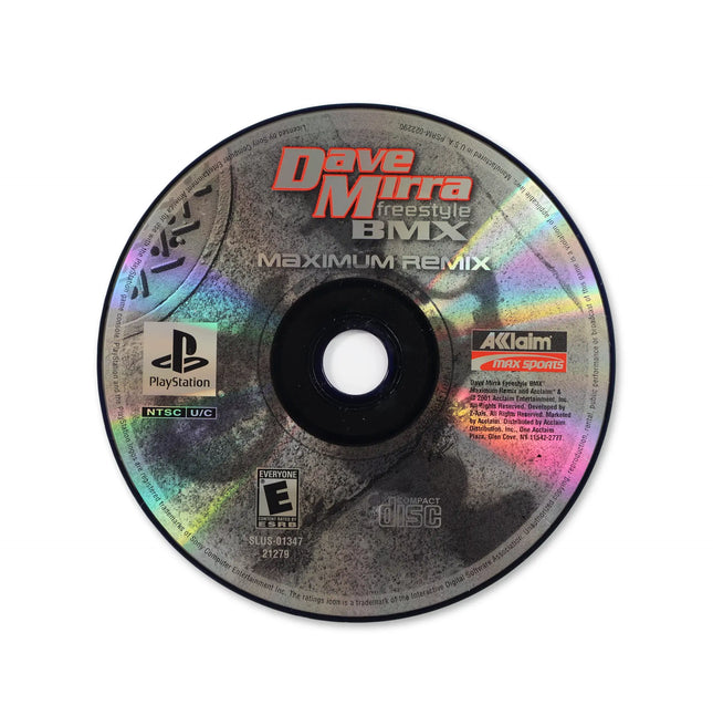 Dave Mirra Freestyle BMX Maximum Remix for Sony PlayStation - Disc front with label - Game only.