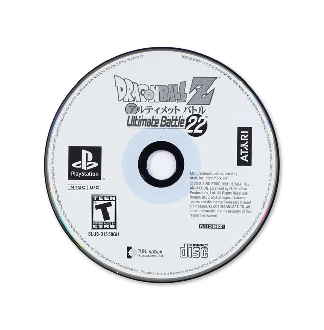 Dragon Ball Z Ultimate Battle 22 [Greatest Hits] for Sony PlayStation - Disc front with label - Game only.