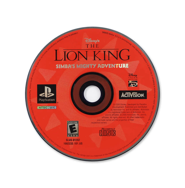 The Lion King Simbas Mighty Adventure for Sony PlayStation - Disc front with label - Game only.
