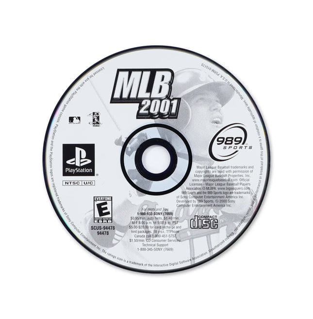 MLB 2001 for Sony PlayStation - Disc front with label - Game only.